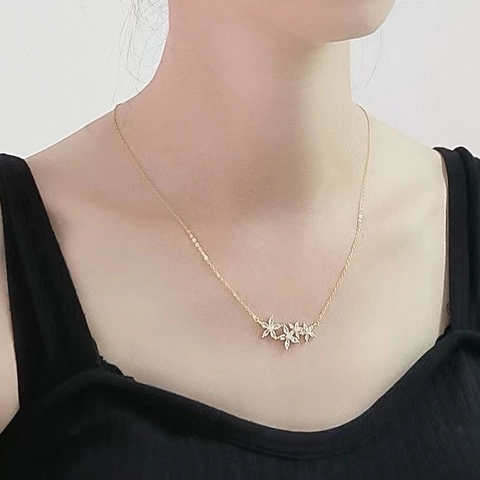 925 Sterling Silver Flower Pendant Necklace 18K Gold Plated Zirconia Inlaid Minimalist Jewelry For Banquet Wedding Gift Women