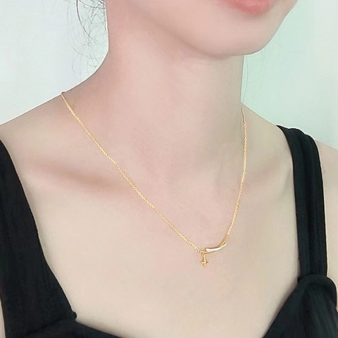 Elegante 925 Sterling Silber Stern Kette Mikro Inlaid Zirkonia Lächeln Bar Anhänger Mode Schlüsselbein Kette Für Damen Schmuck