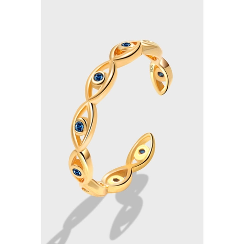 Luxus 925 Sterling Silber Böser Blick Verstellbarer Offener Ring Für Damen Gold Silber Plattiert Zirkonia Schmuck