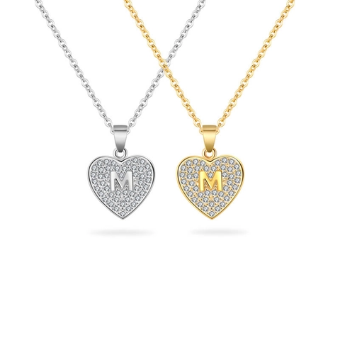 925 Sterling Zilveren Hart Hanger Met Letter M Pave Zirconia Mode Minimalistische Sieraden Vrouwen Alleen Hanger Zonder Ketting
