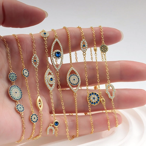 925 Sterling Silver Evil Eye Jewelry Set Zirconia Hamsa Hand Bracelet Necklace Ring Earrings For Women Fashion Jewelry Gift