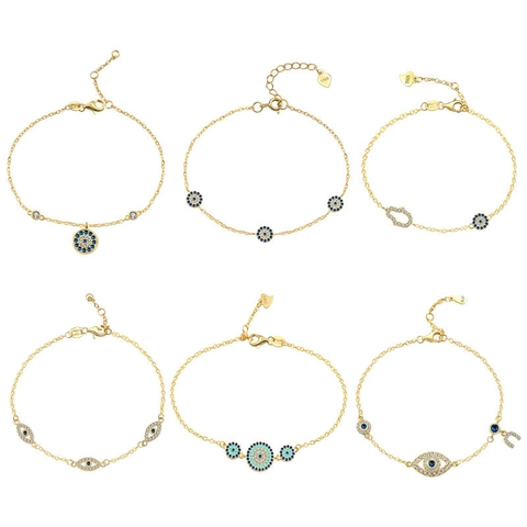 925 Sterling Silver Evil Eye Jewelry Set Zirconia Hamsa Hand Bracelet Necklace Ring Earrings For Women Fashion Jewelry Gift