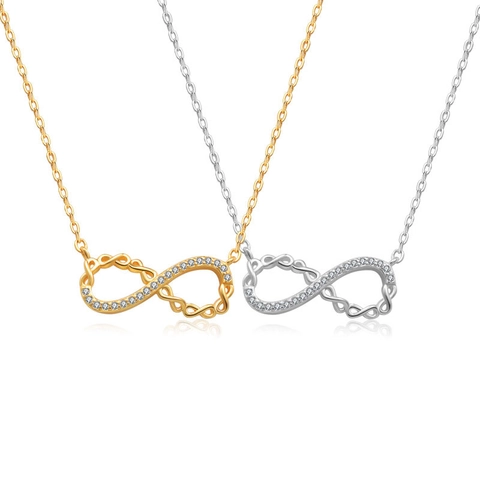 Elegante S925 Sterlingsilber Unendlichkeit Anhänger Halskette Für Damen Zirkonia Eingelegt Möbiusband Kette Modeschmuck Geschenk