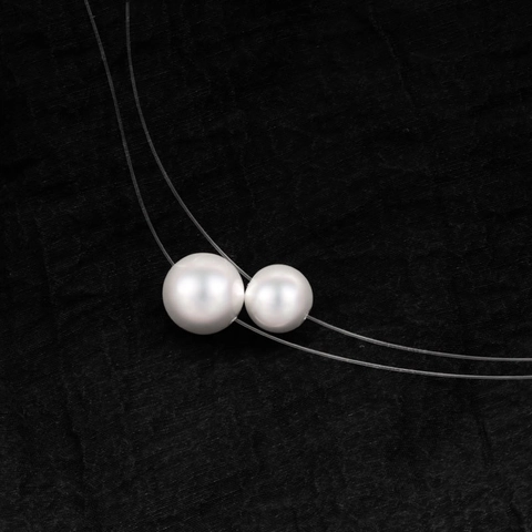 925 Sterling Silver Invisible Fishing Line Artificial Pearl Necklace For Women Minimalist Elegant Single Artificial Pearl Clavicle Chain Jewelry Gift