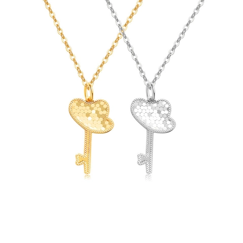925 Sterling Zilver Hart Sleutel Hanger Halsketting Verguld Volledig Geplaveide Zirconia Ketting Voor Vrouwen Mode Sieraden