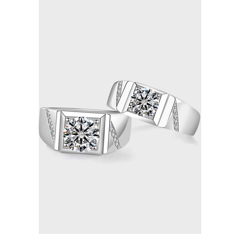 Masculine 925 Sterling Silver Men's Moissanite Ring Square Geometric Inlaid Cubic Zirconia Jewelry Gift For Boyfriend