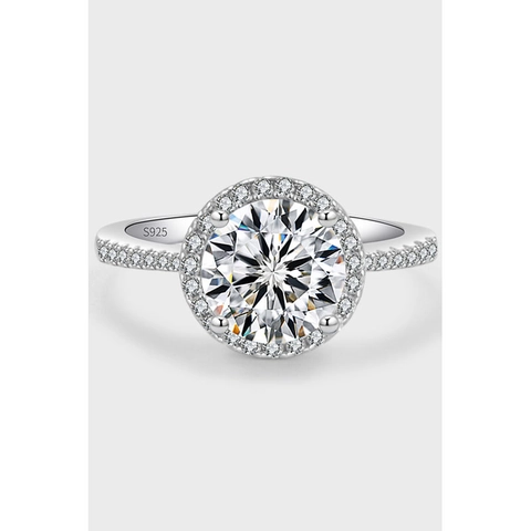 925 Sterling Silver Round Moissanite Halo Ring Classic Zirconia Engagement Wedding Finger Ring Jewelry Gift For Women