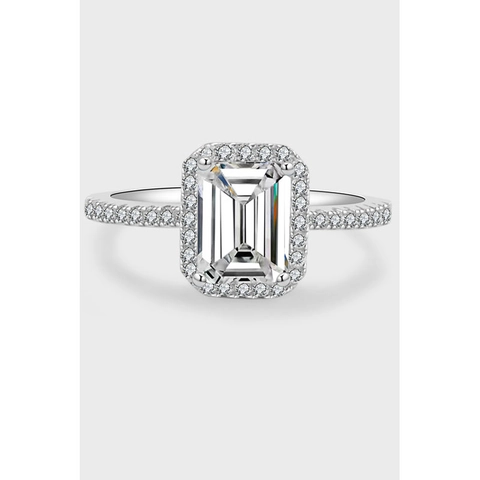 925 Sterling Silver Emerald Cut Moissanite Ring Radiant Cut Zirconia Halo Ring For Women Wedding Engagement Jewelry