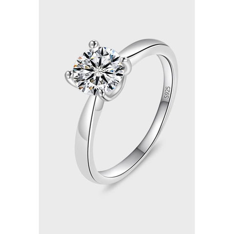 Classic 925 Sterling Silver Moissanite Ring For Women Round Brilliant Cut Zirconia Four Prong Solitaire Wedding Engagement Jewelry
