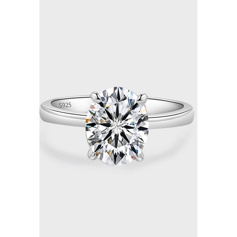 Simple S925 Sterling Silver Oval Cut Moissanite Ring For Women Four Prong Setting Zirconia Inlaid Wedding Engagement Jewelry