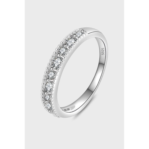 S925 Sterling Silver Sparkly Zirconia Hollow Out Ring For Women Half Eternity Band With Milgrain Design Fashion Jewelry