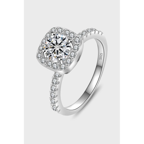 Luxury 925 Sterling Silver Square Halo Ring Round Cut Sparkling Moissanite Zirconia Wedding Engagement Ring For Women