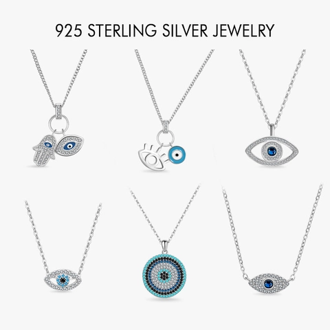 925 Sterling Silver Evil Eye Necklace For Women Zirconia Hamsa Hand Pendant Necklace Light Luxury Ethnic Style Jewelry Gift