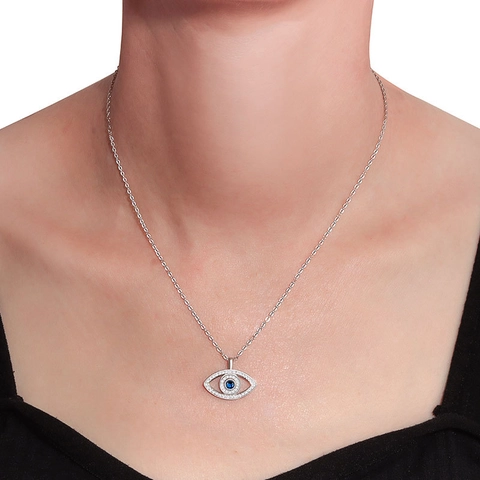 925 Sterling Silver Evil Eye Necklace For Women Zirconia Hamsa Hand Pendant Necklace Light Luxury Ethnic Style Jewelry Gift