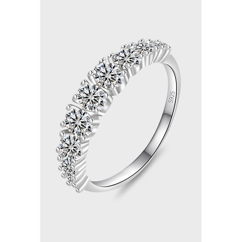 Elegant 925 Sterling Silver Eternity Ring For Women Zirconia Row Set Stackable Platinum Plated Geometric Finger Ring Jewelry