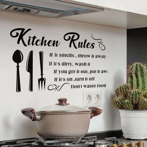 Kitchen Rules Quotes Wall Sticker Inspirational Slogans Vinyl Decal For Kitchen Dining Room Home Wall Decor Modern Minimalism Black Lettering Sticker