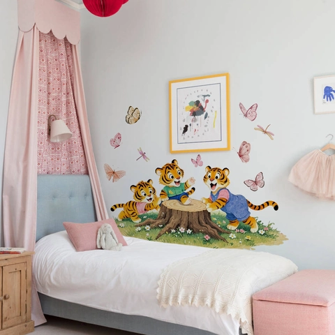 Stickers Muraux Animaux Dessins Animés Pour Chambre Enfants PVC Auto-Adhésif Tigre Lapin Panda Écureuil Décoration Maison