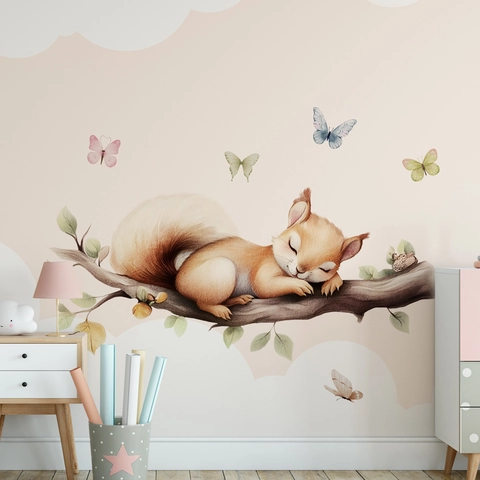 Stickers Muraux Animaux Dessins Animés Pour Chambre Enfants PVC Auto-Adhésif Tigre Lapin Panda Écureuil Décoration Maison