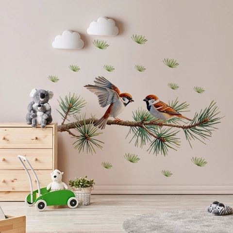 Minimalistische Blumen Vogel PVC Wandtattoos Aquarell Selbstklebende Wandaufkleber Für Schlafzimmer Wohnzimmer Badezimmer Home Decor