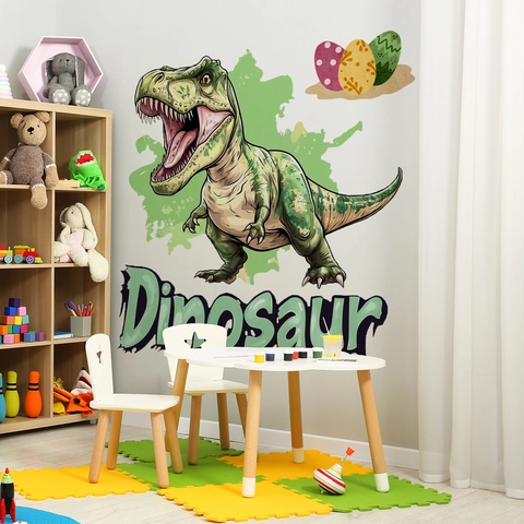 Cartoon Dinosaurier T-Rex Wandtattoo Für Kinderzimmer Schlafzimmer PVC Selbstklebend Tiere Wandsticker Deko