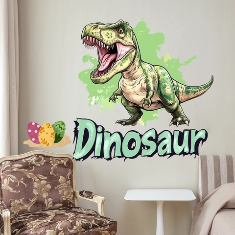 Cartoon Dinosaurier T-Rex Wandtattoo Für Kinderzimmer Schlafzimmer PVC Selbstklebend Tiere Wandsticker Deko