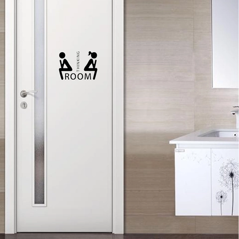 Thinking Room Toilettenaufkleber Lustige Badezimmer Wanddeko Abnehmbar PVC Silhouette Türaufkleber Wasserdicht Toilette Deko
