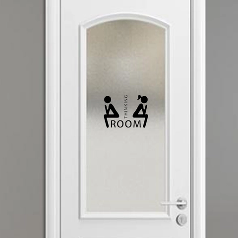 Thinking Room Toilettenaufkleber Lustige Badezimmer Wanddeko Abnehmbar PVC Silhouette Türaufkleber Wasserdicht Toilette Deko