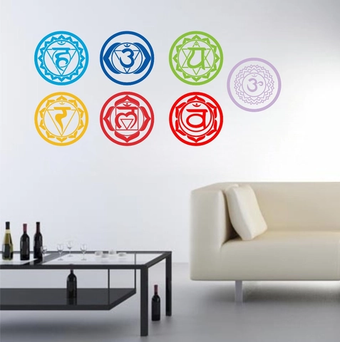 Mandala Yoga Om Chakra Wall Stickers Set PVC Vinyl Colorful Meditation Symbols For Living Room Bedroom Studio Home Decor
