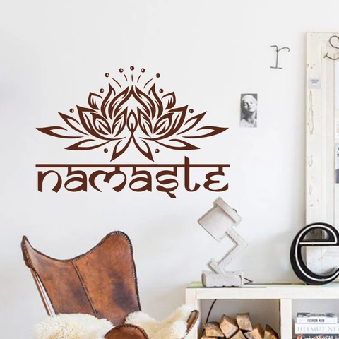 Lotus Flower Namaste Wall Sticker PVC Waterproof Zen Yoga Decor Removable Mandala Decal For Meditation Room Living Room Home Art