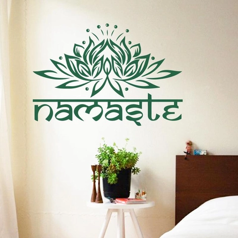 Lotus Flower Namaste Wall Sticker PVC Waterproof Zen Yoga Decor Removable Mandala Decal For Meditation Room Living Room Home Art