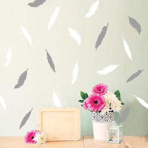 Pegatinas de Pared de Silueta de Pluma Estilo Nórdico Impermeables Removibles de PVC para Dormitorio Infantil Decoración del Hogar