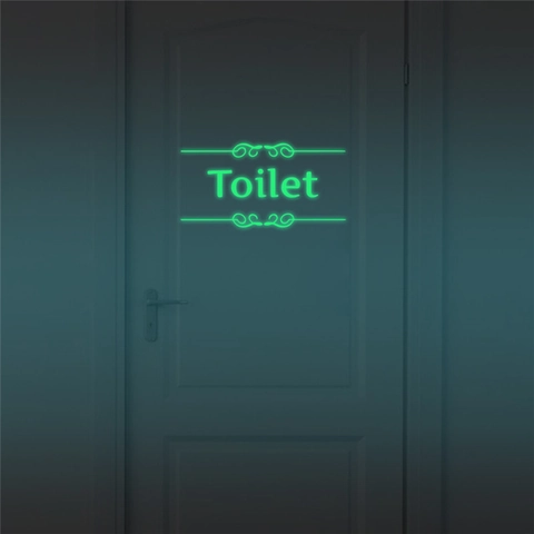 Lichtgevende Toilette Bord Muursticker Glow In The Dark PVC Badkamer Deursticker Bloemenkrullen Ontwerp Decoratieve Sticker