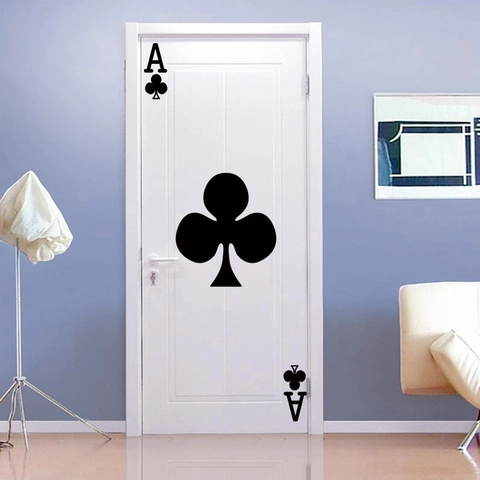 Creative Poker Card Ace Of Clubs Wall Sticker Removable PVC Waterproof Door Decal For Bedroom Living Room Home Office Decor