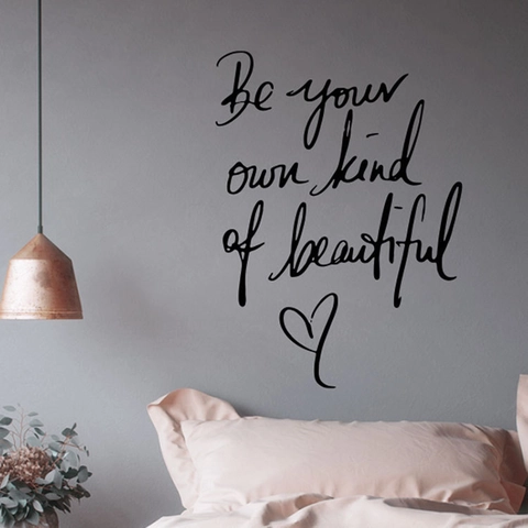 Be Your Own Kind Of Beautiful Quote Wall Sticker Removable PVC Minimalist Heart Art Decal For Bedroom Living Room Decor