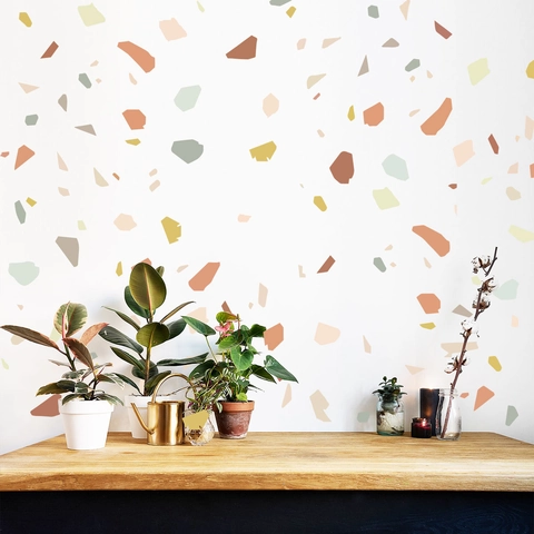 Adesivi Murali Fai-da-te Moderni in Stile Terrazzo Autoadesivi con Motivo a Pietre Geometriche Irregolari per la Casa