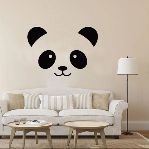 Sticker Mural Créatif Visage Souriant de Panda Imperméable DIY PVC Animal pour Chambre d'Enfant Salon Décor