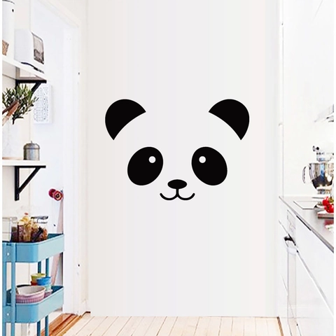Sticker Mural Créatif Visage Souriant de Panda Imperméable DIY PVC Animal pour Chambre d'Enfant Salon Décor