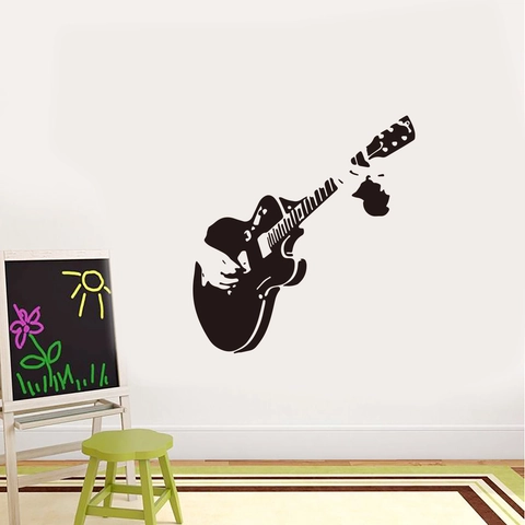 Creative Music Guitar Player Silhouette Wall Sticker PVC Removable DIY Art Decal For Living Room Bedroom Home Decor