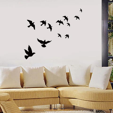 Flying Bird Silhouette Wall Sticker Removable PVC Peace Dove Decals For Living Room Bedroom TV Background Home Decor