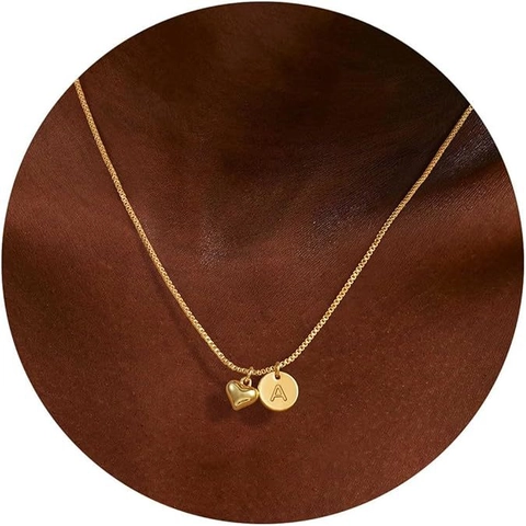 18K Gold Plated Stainless Steel Chain Copper Initial Letter Heart Pendant Necklace For Women Fashion Minimalist Jewelry