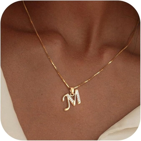 Exquisite Gold Plated Copper Initial Letter Pendant Necklace For Women Elegant Zirconia Dainty Minimalist Clavicle Chain Jewelry