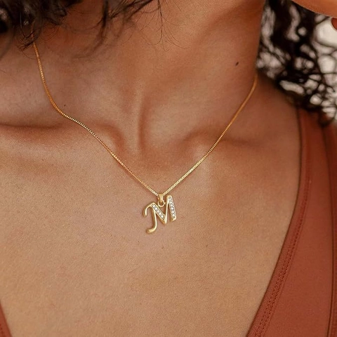 Exquisite Gold Plated Copper Initial Letter Pendant Necklace For Women Elegant Zirconia Dainty Minimalist Clavicle Chain Jewelry