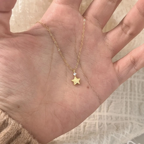 Minimalistische Edelstahl Halskette Mit 925 Sterlingsilber Stern Anhänger Gebürstet Zirkonia Schmuck Für Damen