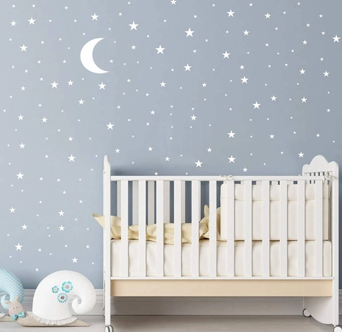 Adesivi Murali Creativi Luna E Stelle Decalcomanie In PVC Autoadesive Fai Da Te Per Cameretta Bambini Camera Da Letto Casa