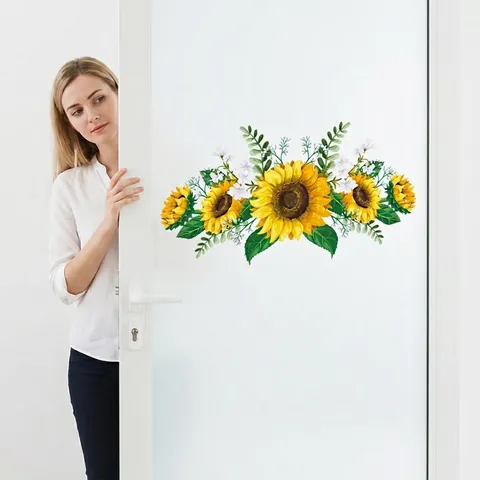 Sonnenblume Floral Wandaufkleber PVC Wasserdicht Selbstklebend Dekoration Für Wohnzimmer Schlafzimmer Küche Schrank Haus
