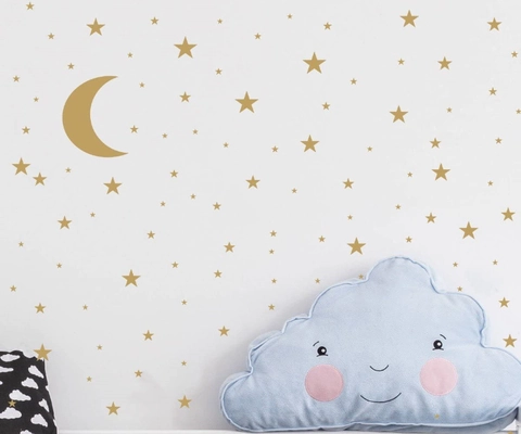 Adesivi Murali Creativi Luna E Stelle Decalcomanie In PVC Autoadesive Fai Da Te Per Cameretta Bambini Camera Da Letto Casa