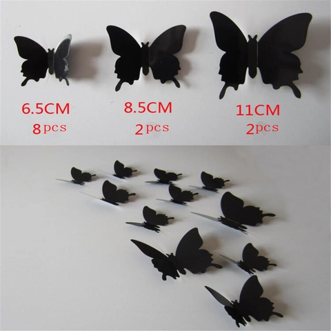 3D Schmetterling Wandtattoo Schwarz PVC Schmetterling Aufkleber Für Wohnzimmer Schlafzimmer Party DIY Wandkunst Dekoration Modern