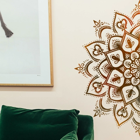 Mandala Lotus Wall Stickers PVC Removable Self Adhesive Geometric Floral Wall Decals For Bedroom Living Room Home Decor