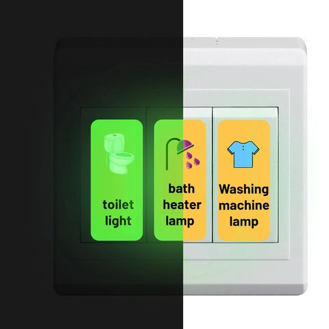 Luminous Glow In Dark Switch Stickers PVC Home Light Switch Identification Labels Icons Decorative Wall Decals For Home Decor