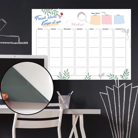 Adesivo da Parete Whiteboard Organizer Settimanale Cancellabile per Bambini Lavagna Removibile Con Penna Nera Casa Ufficio